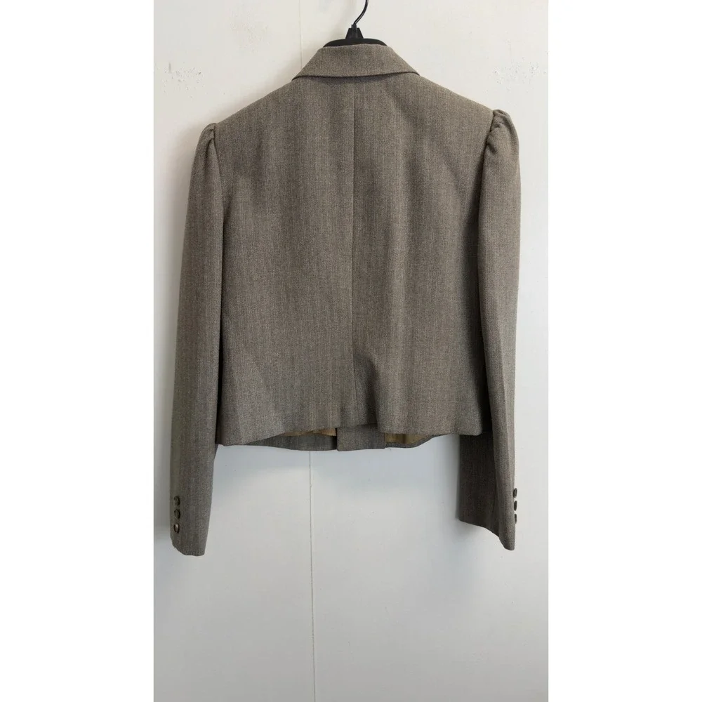 Vintage Rojean Brown Herringbone Skirt Suit Size S Crop Blazer A-Line Skirt USA